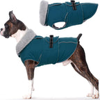 Lelepet Dog Coats for Medium Dogs Waterproof Dog Jacket with Adjustable Fit | Winter Jacket Reflective Pet Fleece Vest Windproof Cold Weather Coats with Adjustable Buckle & Leash Hole, Dark Green, M