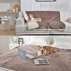 Dog Blankets for Large Dogs - Waterproof Cat Blanket Washable - Sherpa Fleece Puppy Blanket, Soft Plush Reversible Throw Protector for Bed Couch Car Sofa, 60"X80", Taupe