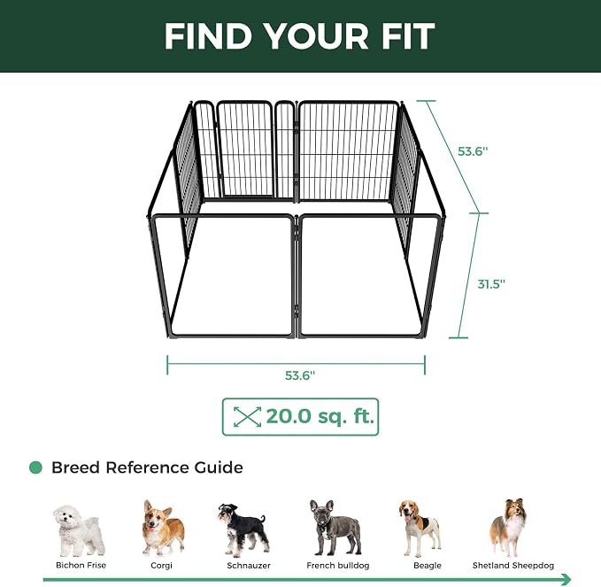 FXW AuraSpace Pro Acrylic & Wire Mesh Indoor Dog Playpen, 32" H, 8 Panels | Clear View, Heavy-duty Metal, Flexible Layouts, Easy Walk-Through, For Small & Medium Dogs, Patented