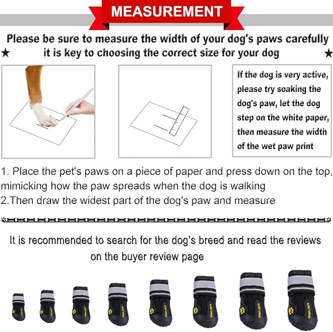 QUMY Dog Shoes for Hot Pavement, Dog Snow Boots & Paw Protectors for Winter | Dog Booties Medium Large Size Dogs, Water-resistant in the Rain, Outdoor Walking, Indoor Hardfloors Skid-resistant Sole Black