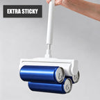 9.45'' Large Lint Roller for Pet Hair Extra Sticky, Extendable Handle | Storage stand included with 4 refills 360 sticky sheets for couches, carpets, beds, clothes, and furniture
