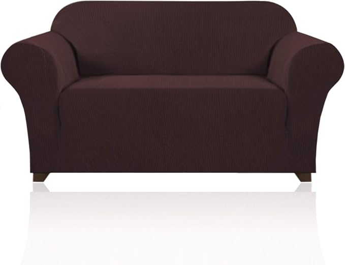 Stretch Loveseat Sofa Cover Slipcover Couch Cover for 2 Cushion Sofa Washable Sofa Cover for Pets Friendly Furniture Protector Covers with Non Slip Bottom(Loveseat, Brown)