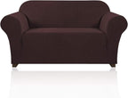 Stretch Loveseat Sofa Cover Slipcover Couch Cover for 2 Cushion Sofa Washable Sofa Cover for Pets Friendly Furniture Protector Covers with Non Slip Bottom(Loveseat, Brown)