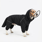 Dog Raincoat for Medium Large Dogs,rain Jacket Coat, Full Leg Coverage Waterproof Rain Suit with Detachable Hood & Tail, Reflective Strips，Labrador Retriever (Black for Boy, X-Small)