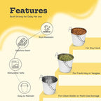 1 Quart Stainless Steel Flat Sided Bucket with Dual Hooks | 4 Pcs Durable Food & Water Bowl for Dog Cat Bird & Small Animals | Fits kennel Cage Crates Farm Hanging Pet Pail | Multipurpose