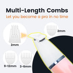 Dog Grooming Kit, Low Noise Paw Trimmer and Nail Grinder with Bonus 3-Piece Vintage Wooden Pet Comb Set, All-in-One Cordless Pet Grooming Clippers, Rechargeable and Quiet for Dogs, Cats - Snow