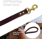 Heavy Duty Leather Dog Leash 6 ft x 1 inch,Strong Double Stitched Genuine Leather Pets Training Leash for Walking,Soft Handle and Durable Lead for Small Medium and Large Dogs Brown