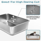 Stainless Steel Litter Box, Large Metal Litter Box for Kitty/Cat | 19.7"x13.7"x6" Easy to Clean, Non Stick Litterbox No Smell for Adult Cats