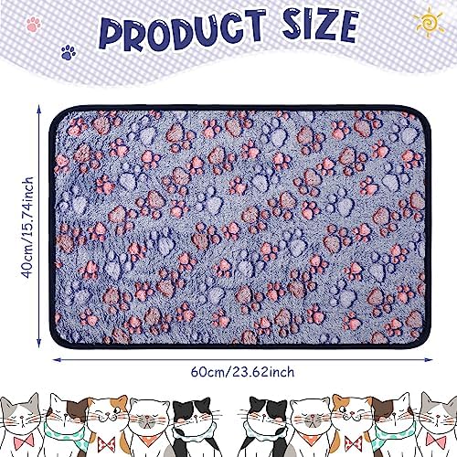 Tatuo 4 Pcs Fleece Dog Blanket for Puppy Cat, Blue, 24 x 16 in, Paw - Image 6