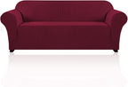 Stretch Sofa Cover Slipcover Couch Covers for 3 Cushion Couch Furniture Protector Sofa Covers with Non Slip Elastic Bottom Dogs Pet Friendly Fitted(Sofa, Burgundy)
