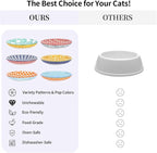 Selamica Ceramic Cat Bowls, 6 Inch Wide Shallow Cat Food Bowl for Relief Whisker Fatigue, Set of 6, Assorted Colors