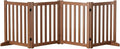Wooden Freestanding Foldable Dog Gate, 24 Inch Height 4 Panel Pet Gate No Drill for Doorways Stairs, Fully Assembled Indoor Puppy Fence (Teak Color, 80" W x 24" H)