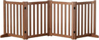 Wooden Freestanding Foldable Dog Gate, 24 Inch Height 4 Panel Pet Gate No Drill for Doorways Stairs, Fully Assembled Indoor Puppy Fence (Teak Color, 80" W x 24" H)