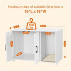Dwanton Litter Box Enclosure, Cat Litter Box Furniture Hidden, with Scratching Mat, Wooden Cat Washroom Indoor, 31.5" L x 19.7" W x 21.7" H, White