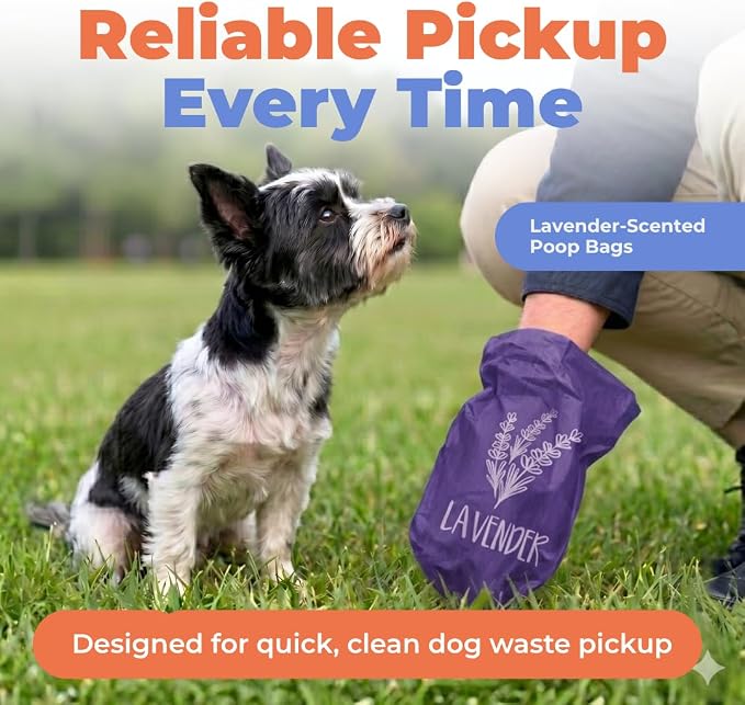 Best Pet Supplies Poop Bags for Dogs - Lavender, 150 Count | Scented, Leak-proof, Easy-Tear perforations, 15 Thick Bags per roll, Outdoor Walking & Travel, Fits Standard Holders