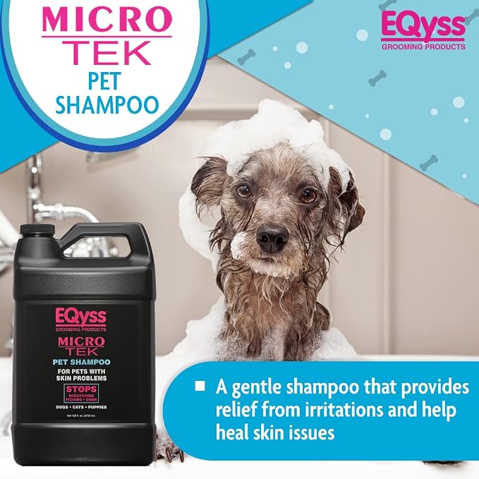 EQyss Micro-Tek Pet Shampoo - Soothes Dry Irritated Skin on Contact, Stops Itching, Scratching, Biting, Licking Hot Spots - for Cats & Dogs (128 oz)