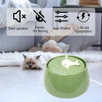 Ceramic Cat Water Fountain, 45oz/1.3L Green Pet Water Dispenser | Automatic Pet Water Bowl, Ultra Quiet Cat Water Fountain with Activated Carbon Filter, Perfect for Cats and Small Dog