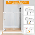 SHYUJAJIE No Bottom Bar Baby Gate, 51.18 inch Tall Cat Pet Gate | for Doorway, Adjustable 27.5in- 43 in Dog Gate with Large Walk Thru Door,White