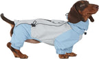 Dachshund Dog Raincoat with Legs, Waterproof Full Body Jacket, Hooded Outdoor Windbreaker for Small & Medium Dogs, Mini Dachshund Puppy Coat (Blue,XS(6-9lbs))