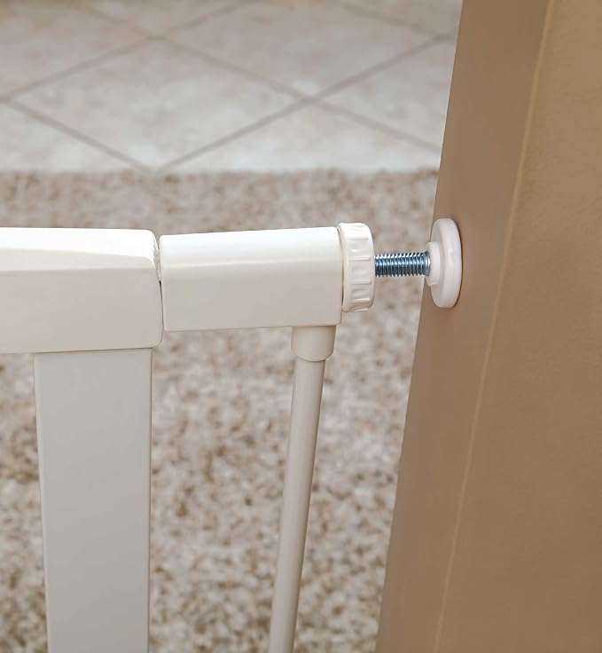 Midwest 39" Steel Walk-Thru Dog Gate, White | Pressure Mounted, Expands 29.5"- 38" Wide, Auto-Close Door, Spring-Loaded Latch, Includes Two 3" Extensions