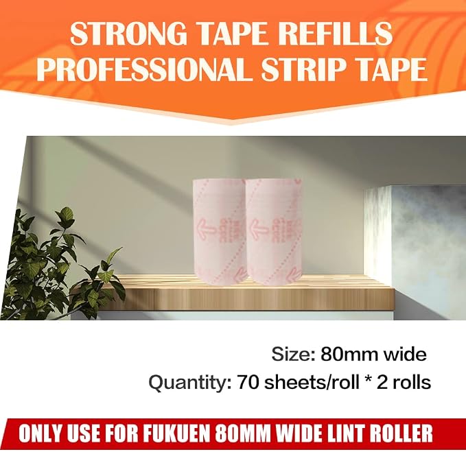 Universal Refills of Multipurpose Extra Sticky Lint Rollers for Pet Hair 80mm 3.15in Refills (2 Rolls 140 Sheets in Total)