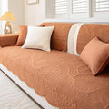 Leaf Floral Cotton Quilted Dog Couch Cover for Sofa Farmhouse Rustic Embroidered Sectional Couch Cover Soft Anti-Slip Sofa Slipcover Furniture Protector for Kids, Pets (Orange,28"x59")