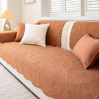 Leaf Floral Cotton Quilted Dog Couch Cover for Sofa Farmhouse Rustic Embroidered Sectional Couch Cover Soft Anti-Slip Sofa Slipcover Furniture Protector for Kids, Pets (Orange,43"x43")