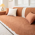Leaf Floral Cotton Quilted Dog Couch Cover for Sofa Farmhouse Rustic Embroidered Sectional Couch Cover Soft Anti-Slip Sofa Slipcover Furniture Protector for Kids, Pets (Orange,43"x82")