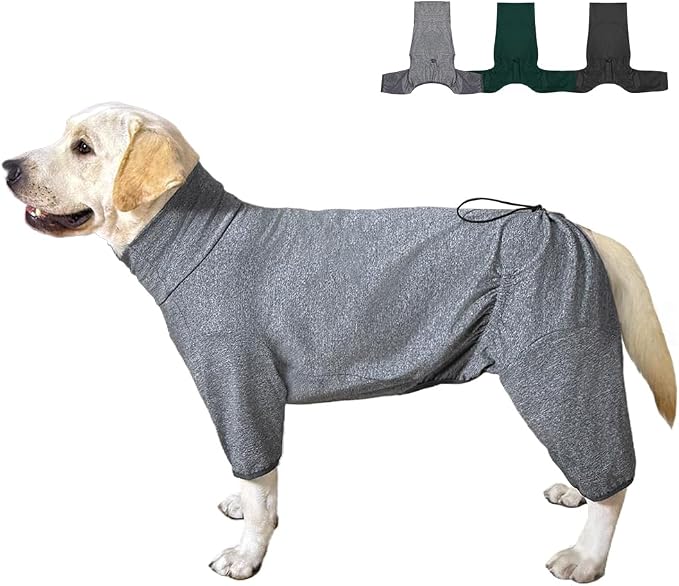 Dog Pyjamas PJS Sweater Clothes and Home Clothing Suitable for Small to Medium Breeds of Dogs, Dog Neutering Suits, Extra-Large Stretch Fabric, Four-Legged Clothes(Thin Forid Gray, XL)