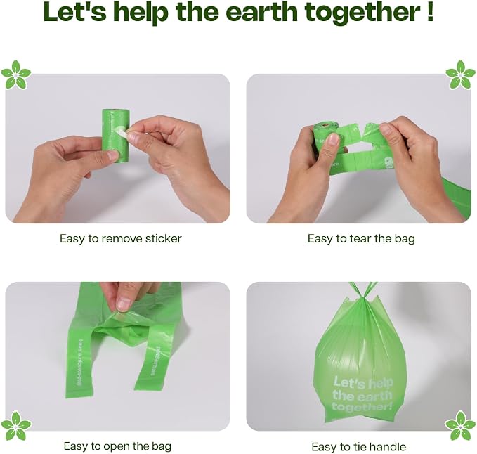 Deo Doo Dog Poop Bags with Handles, 270 Counts, Sakura Scented | Leak Proof Extra Thick, Easy-Tie, Tear-Resistant, 18 Refill Rolls for Small Medium Dogs and Cats