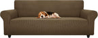 ZNSAYOTX Stretch Oversized Couch Cover Universal Sofa Covers for Living Room Dogs Pet Furniture Protector Spandex Extra Large Sofa Slipcovers with Anti Slip Foam Sticks (Brown, XL Sofa)