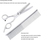 Freewindo Dog Grooming Scissors Kit - Safety Round Tip, Heavy Duty Stainless Steel Scissors and Nail Clippers for Full Body Grooming