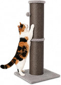 PAWSCRAT 32-Inch Tall Cat Scratching Post, 5.5-Inch Diameter, Sisal, Gery | Natural Sisal Scratching Surface with a Dangling Ball for Indoor Cats, Scratch-Resistant Durable and Protect Your Furniture