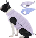 Lelepet Reversible Dog Coat Windproof Dog Puffer Jacket Lightweight Vest | Winter Jacket Warm Cold Weather Coat for Medium Dogs Adjustbale Hook & Loop Pet Apparel with Leash Hole, Pug, Purple, M