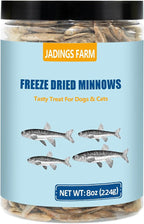 Minnows 8 oz Freeze Dried Minnows, 100% Natural Premium Cat & Dog Treats, Freeze Dried Pet Treats for Cats Dogs Bulk Package (8 OZ)