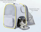 Interactive Expandable Pet Carrier Backpack for Cats & Small Dogs-Interactive Opening Pet Tent Backpack. Expandable for Extra Space.Breathable,Foldable Nest Bed for Travel, Walks,Vet & Home-Gray