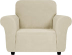 ZNSAYOTX Super Stretch Chair Slipcover (30"-47"), New Striped Sofa Chair Covers for Living Room, Dogs Pet Friendly Anti-Slip Chair Protector Spandex Armchair Slipcovers (Khaki, Chair)
