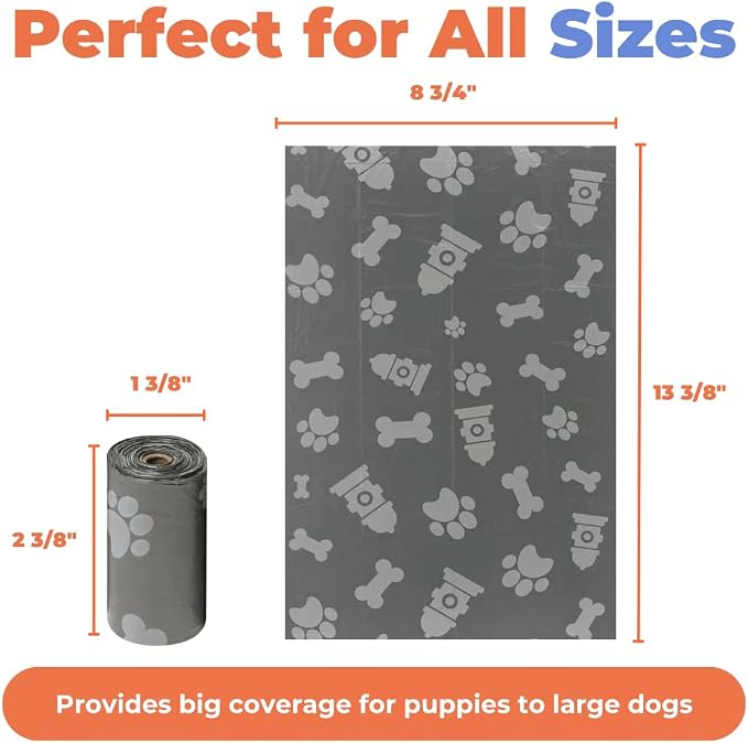 Best Pet Supplies Poop Bags for Dogs - Gray, 240 Count | Scented, Leak-proof, Easy-Tear perforations, 15 Thick Bags per roll, Outdoor Walking & Travel, Fits Standard Holders