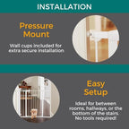 MYPET EasyPass Extra Tall & Wide Walk Thru Pet Gate: 29.75” - 52” Wide Dog Gate with Adjustable Pass-Thru Pet Door; Pressure Mounted, No Tools Needed, 41" Tall, White