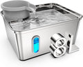 8L/270oz Stainless Steel Large Dog Water Fountain Dispenser Bowl | Premium stainless steel filtered dog water bowl and quiet large dog fountain. Visible water level window, great for cats.