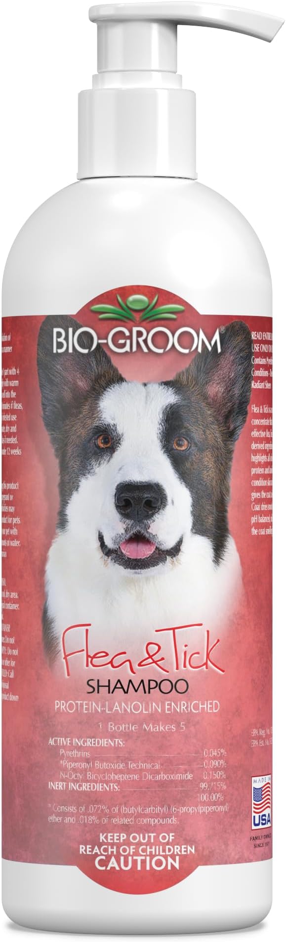 Bio-Groom Flea & Tick Dog, Protein-Lanolin Shampoo, 32 fl oz, 1-Pack | Shampoo, Flea and Tick Prevention for Dogs, Cat Treatment, Cruelty-Free, Made in USA, Natural Repellent
