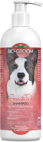Bio-Groom Flea & Tick Dog, Protein-Lanolin Shampoo, 32 fl oz, 1-Pack | Shampoo, Flea and Tick Prevention for Dogs, Cat Treatment, Cruelty-Free, Made in USA, Natural Repellent