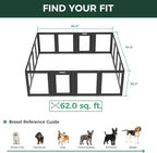FXW AuraSpace Clear Acrylic Indoor Dog Playpen, 30" H, 16 Panels, Black | Open View, Modern Home Fit, No Climbing Bars, Tool-Free Setup, For Small & Medium Dogs