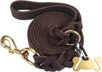 Taglory Leather Dog Leash for Large Medium Dogs, Hand-Braided, 4FT Brown | Strong for Training & Everyday Walks, Soft Grip Full Control, Hands-Free Poop Bag Holder, Rotating Brass Clasp, 3/4 INCH