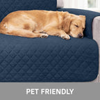 Sofa Shield 100% Waterproof Couch Cover with Patented Straps, Slip & Stain Resistant Furniture Protector, Machine Washable Sofa Slipcover for Dogs Cats Pets Kids, 28 inch Seat, Large Recliner, Navy