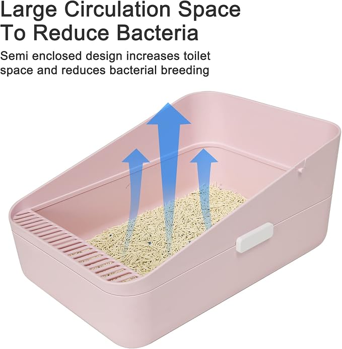 Sfozstra High Sided Cat Litter Box: Open Top Anti Tracking Design | Easy Cleaning / Comfortable Entry / For Cats Under 13 lbs / Apartment Friendly / Everyday Litter Care