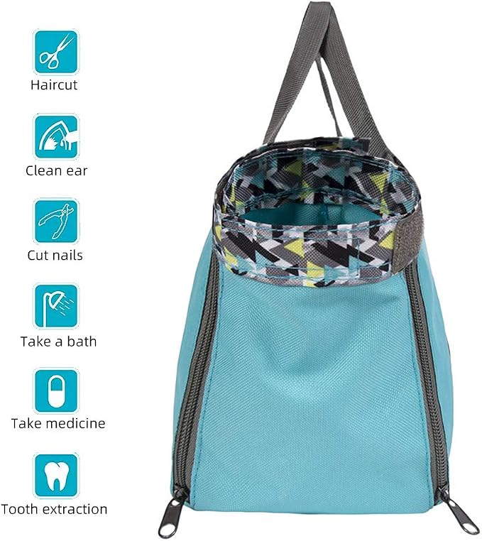 Cinf Cat Nail Clipping Cleaning Grooming Restraint Bag No Scratching Biting for Bathing Nail Trimming Injecting Examining(Blue,S)