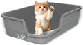 Extra Large Litter Box with Low Entry,Jumbo Cat Litter Box for Kitty and Senior Cats,Cat Box for Indoor Cats,Open Top Corner Litter Pan,Easy to Clean,23.6" L x 15.7" W x 5.9" H (Grey)