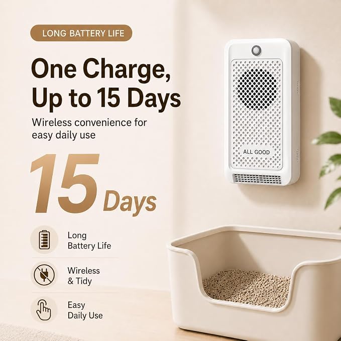 3-Pack Replacement Odor Module for Cat Litter Deodorizer, 21-Day Plant-Based Refill Pods, Compatible with Motion Sensor Litter Box Freshener