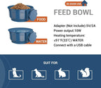 Indoor Pet Small Heated Water Bowl, Cat Thermal Bowl in Winter, 600ML Hanging Heated Water Bowl for Rabbit Cage Dog Crate, Indoor USB Portable Warm Dish for Dogs Cats Rabbits Birds, Blue